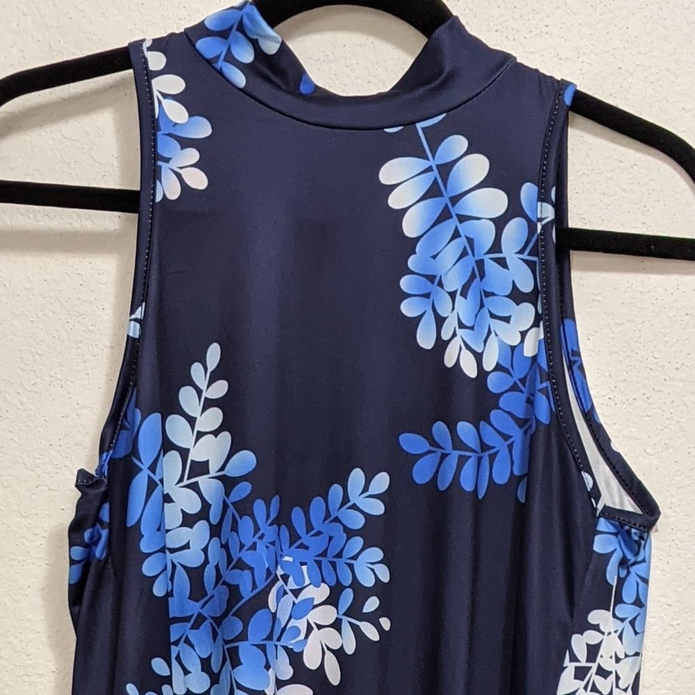 Midi Dress | High Neck/Keyhole back | Blue / Med.